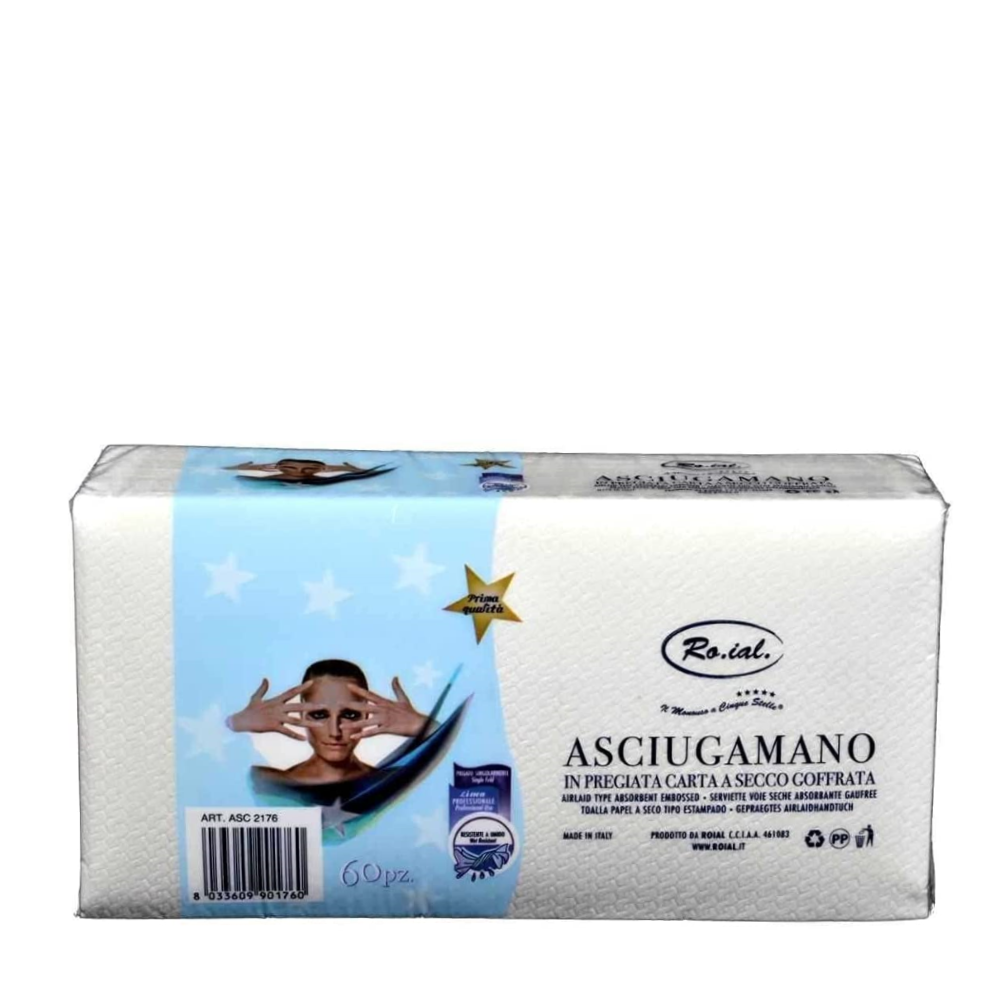 ROIAL ASCIUGAMANO MONOUSO PIEGATO CARTA GOFFRATO CM35X67 60PZ ASC2176