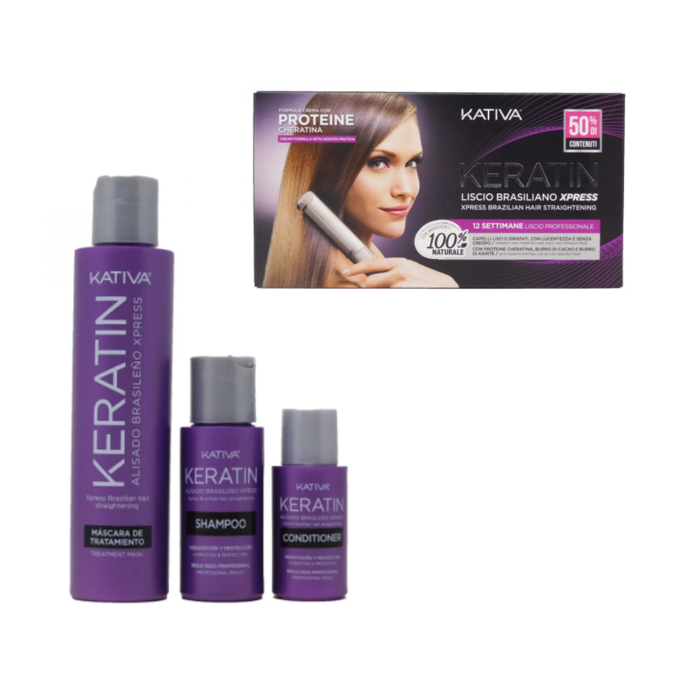 KATIVA KERATIN LISCIO BRASILIANO XPRESS CON PIASTRA KIT 3PZ VIOLA