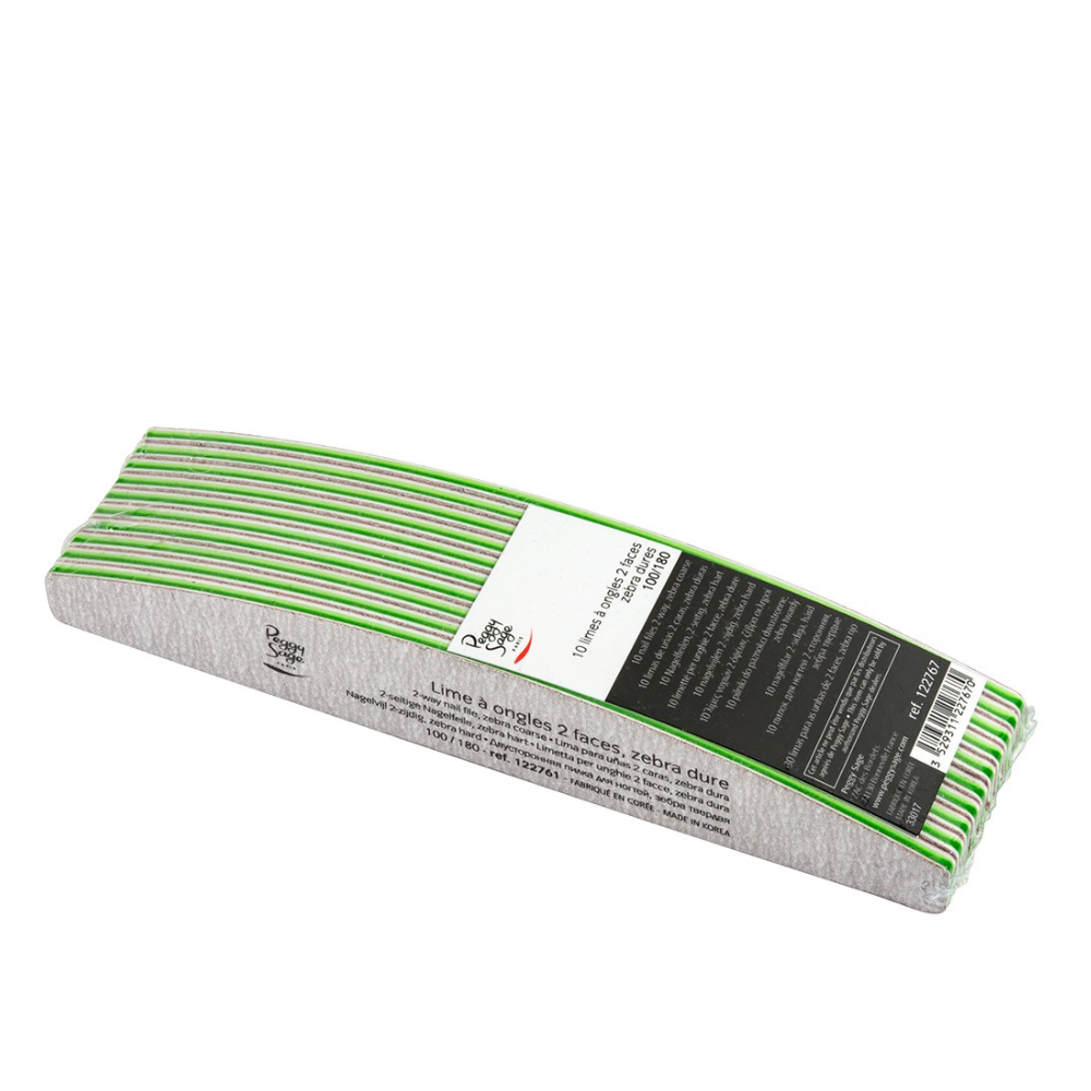 PEGGY SAGE 122767 10 LIMETTE PER UNGHIE 2 FACCE, ZEBRA DURE 100/180