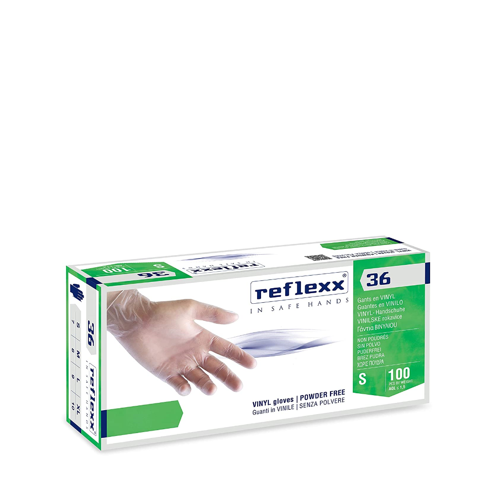 REFLEXX 36 GUANTI VINILE SENZA POLVERE 100PZ R36