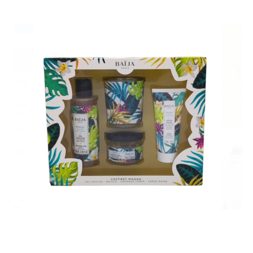 BAIJA MOANA CONF. GEL DOCCIA 100ML+BODY SCRUB 60ML+CREMA MANI 30ML+CANDELA