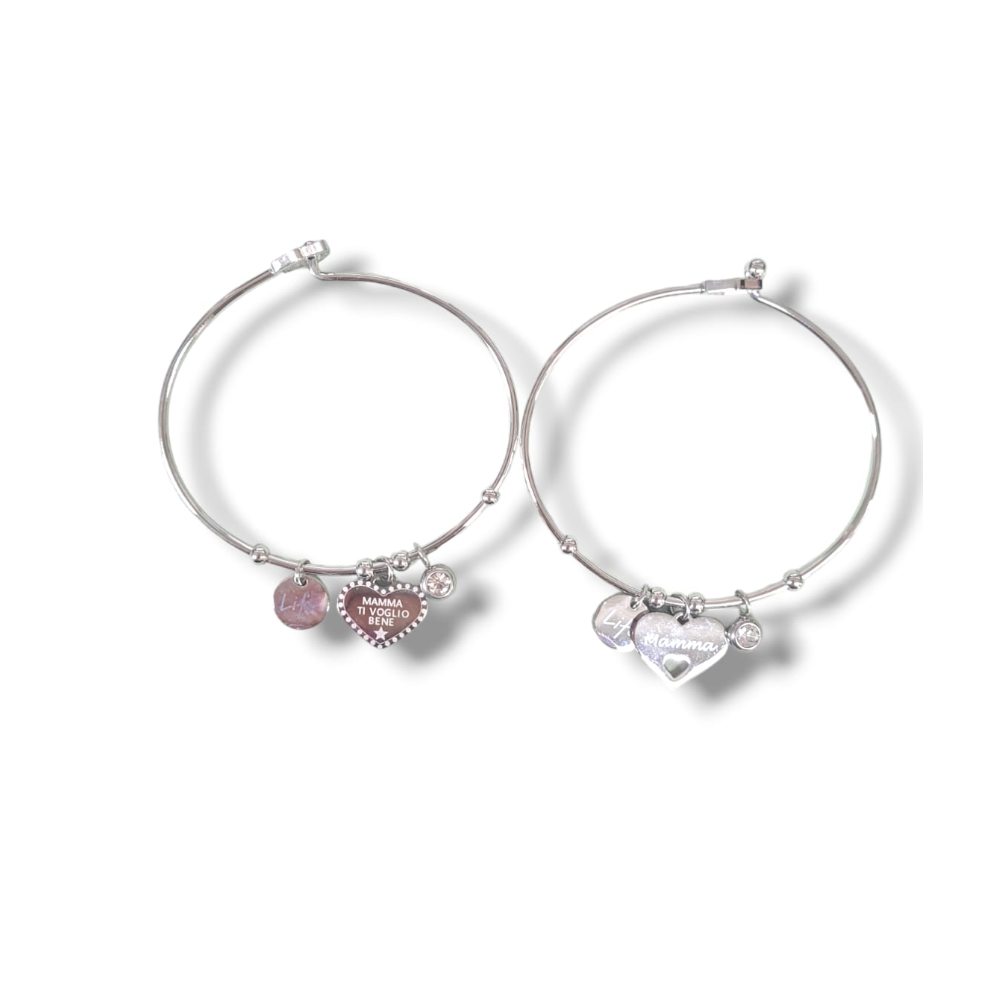 VANITA BRACCIALE ACCIAIO PIENO E PENDENTI AC662