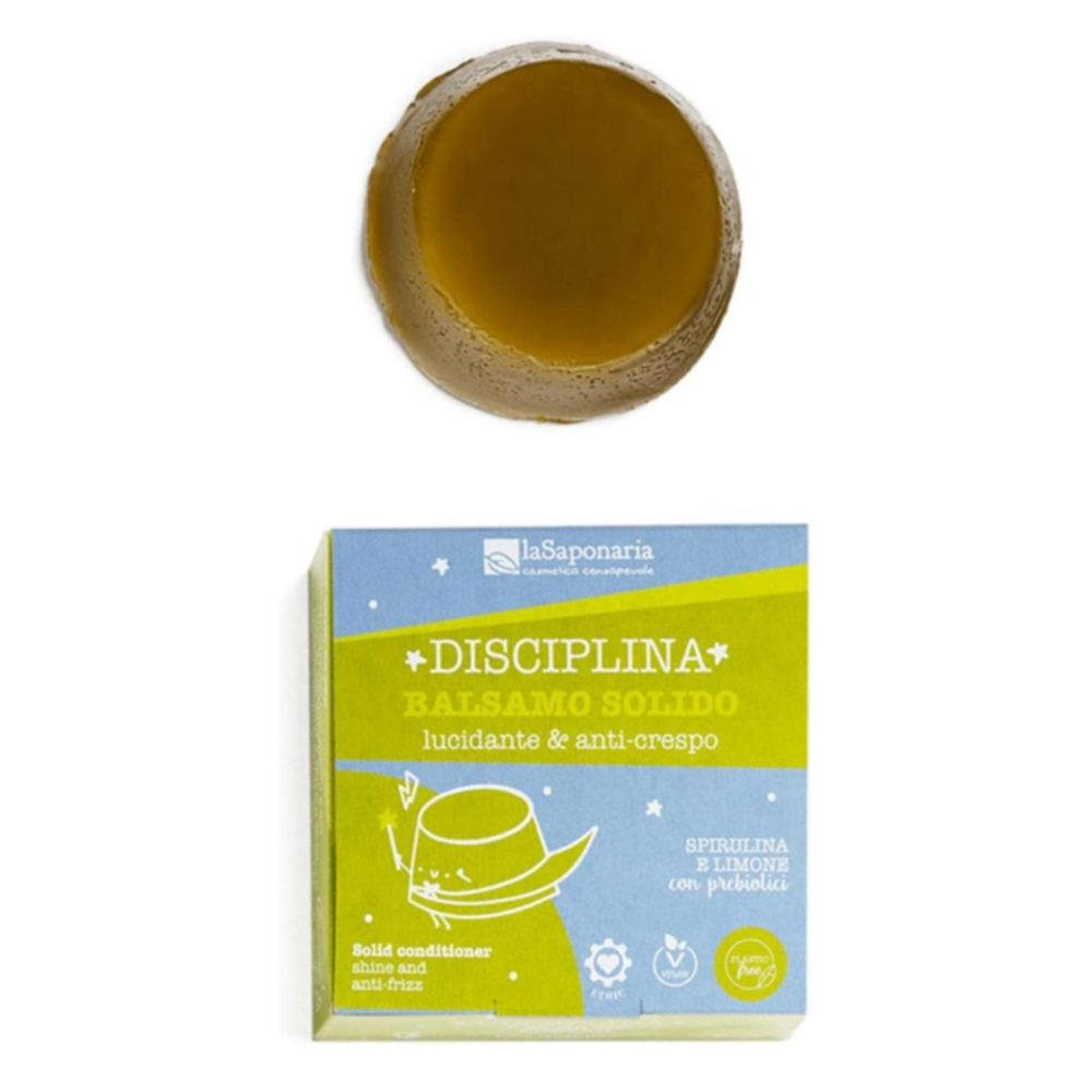LA SAPONARIA BALSAMO SOLIDO LUCIDANTE E ANTICRESPO DISCIPLINA LIMONE E SPIRULINA 40GR