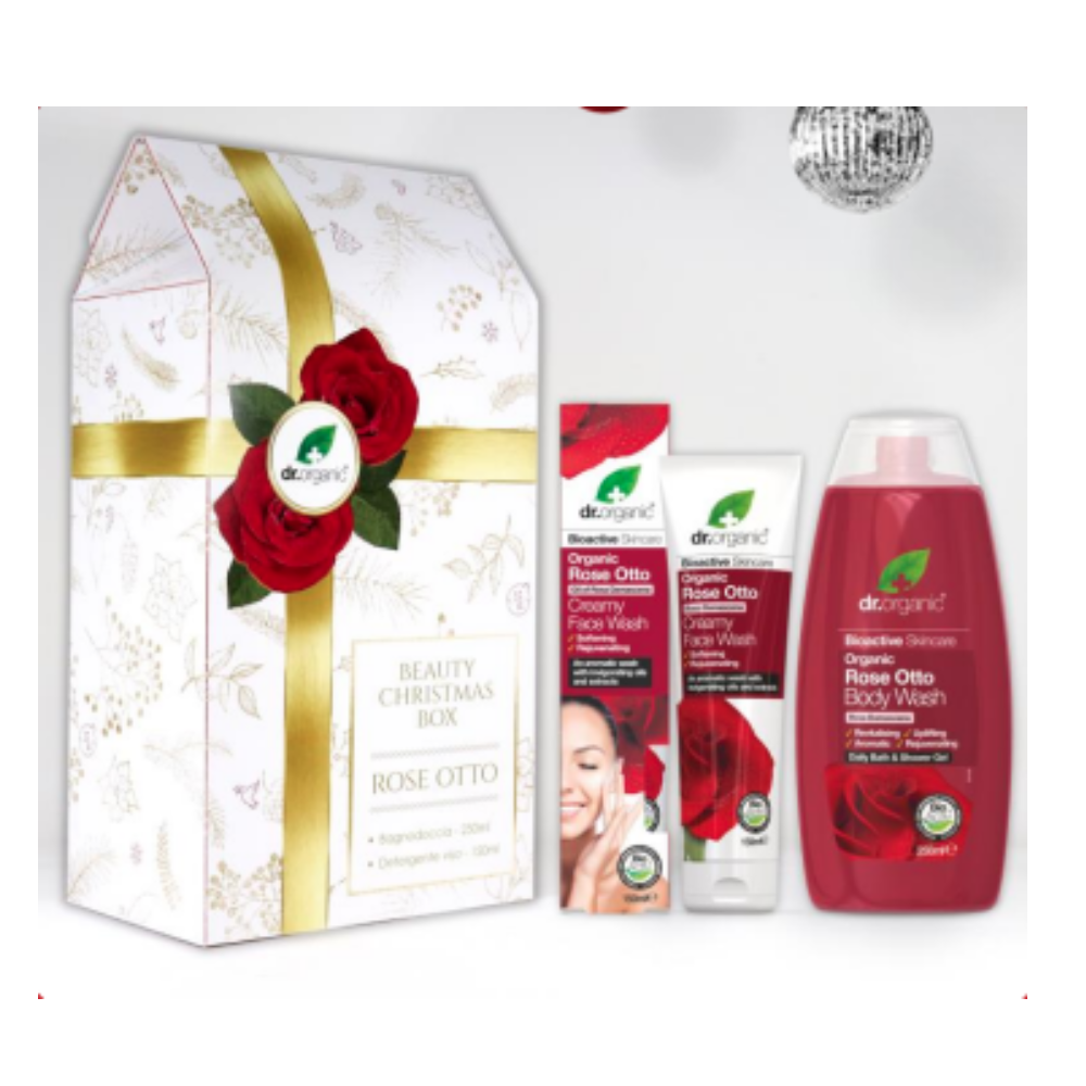 DR ORGANIC ROSA OTTO BOX CHRISTMAS BAGNODOCCIA + DETERGENTE VISO