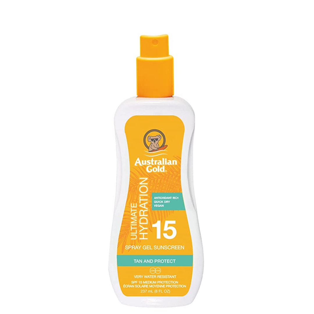 AUSTRALIAN GOLD SPRAY GEL TAN AND PROTECT SPF15 237ML AGCF25039