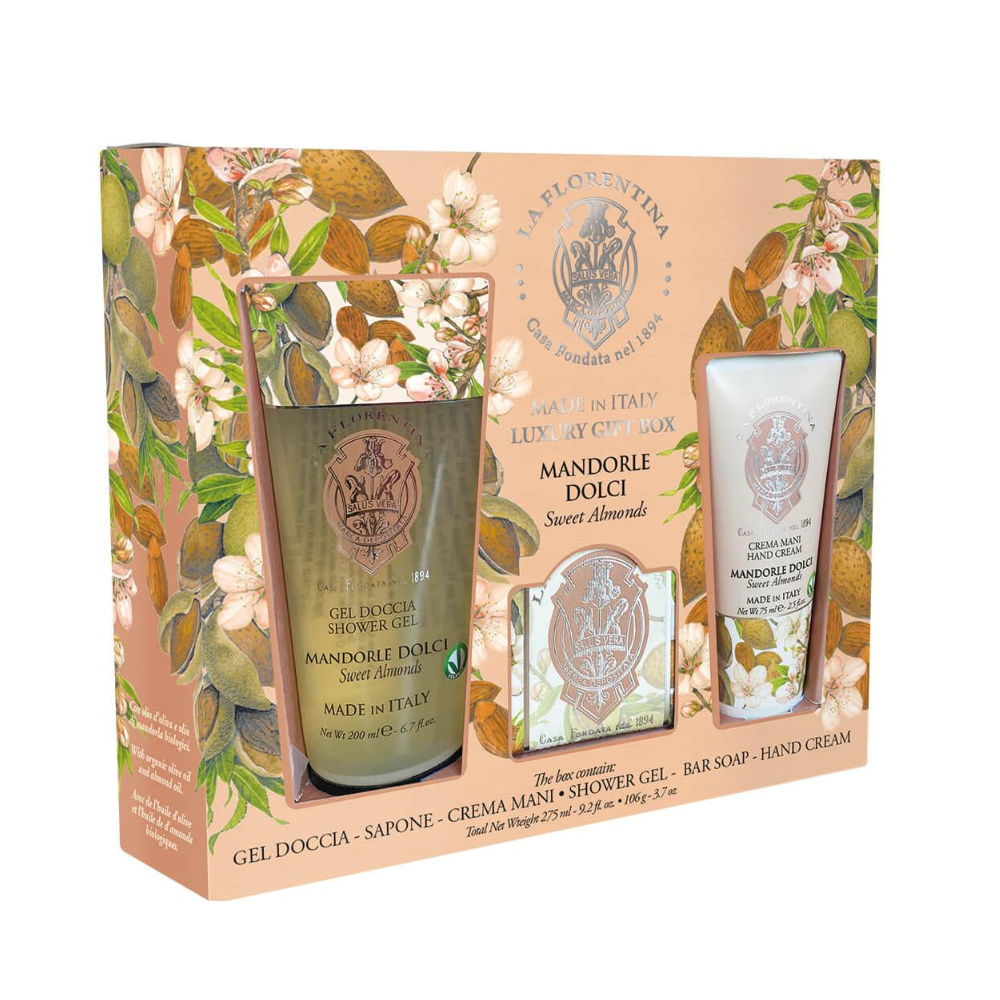 LA FLORENTINA LUXURY GIFT BOX MANDORLE DOLCI GEL DOCCIA 200ML+ CREMA MANI 75ML+ SAPONETTA 106G 200105